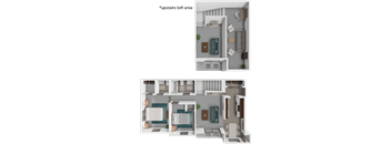 A diagram shows two different layouts of a loft apartment.