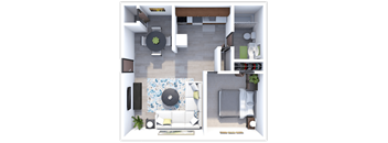 1 bedroom, 1 bath floor plan at Crossings at Remington