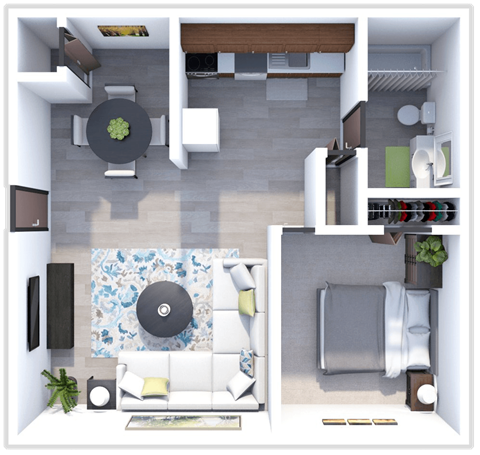 1 bedroom, 1 bath floor plan at Crossings at Remington