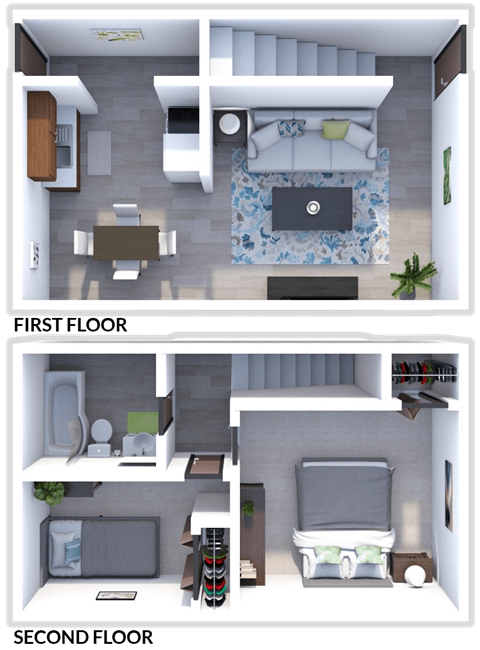 2 bed 1 bath townhome floor plan at crossings at remington