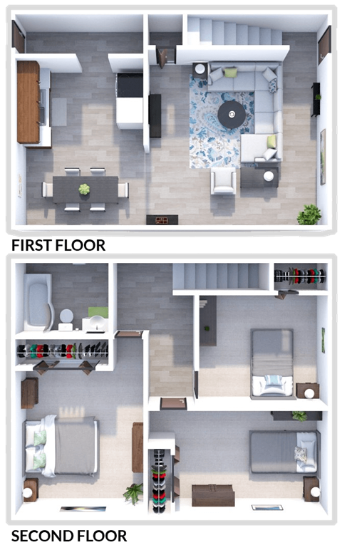 3 bed 1 bath townhome floor plan at crossings at remington
