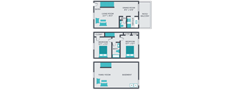 two bedroom townhome floor plan at central square apartments