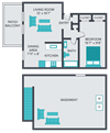 one bedroom one bathroom floor plan at central square apartments