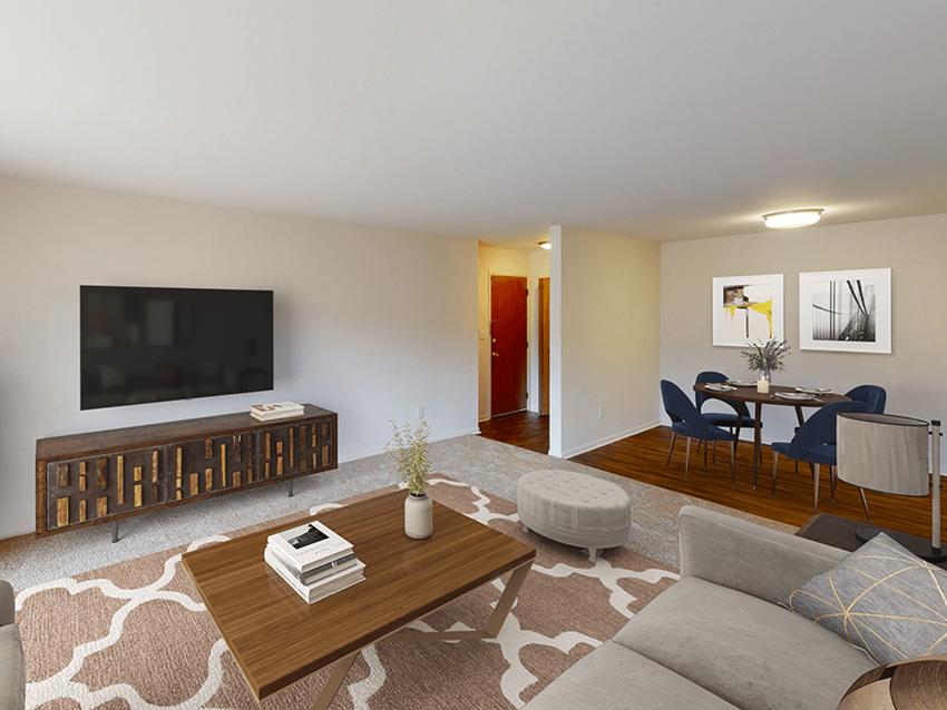 Spacious living room and dining area in Southfield, Michigan - Photo Gallery