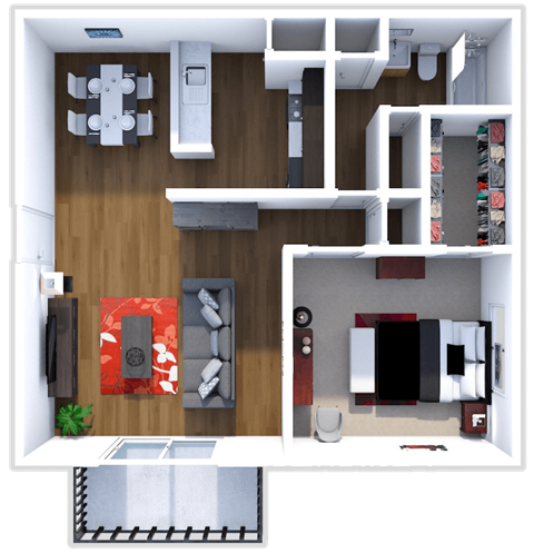 Marseille Floor Plan at Cedar Trace Apartments