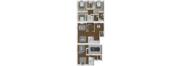 A floor plan of a two-story residential building with a garage.