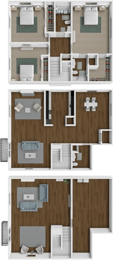 A set of four images showing different floor plans of a house.