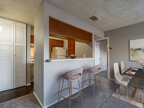 Kitchen with Breakfast bar in apartment