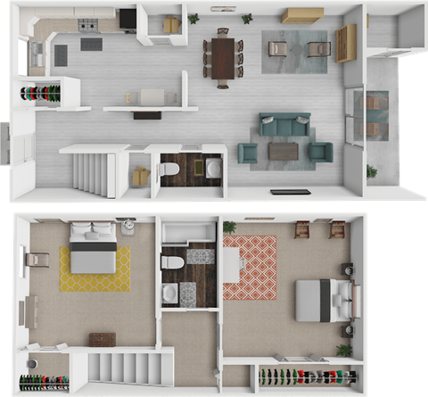 Magnolia 2 bedroom apartment floor plan at colony village apartments.