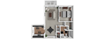 a floor plan of a house with a living room and a kitchen