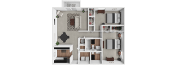 2 bed 1.5 bath Delaware floor plan at Centerville Park