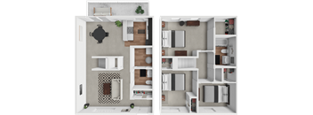 two views of a floor plan of a house