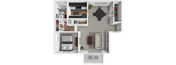 a floor plan of a house with a bedroom and a living room