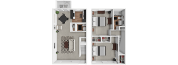 two views of a floor plan of a house