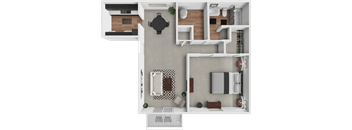 a floor plan of a house with a kitchen and a living room