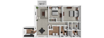 a floor plan of a house with a bedroom and a living room