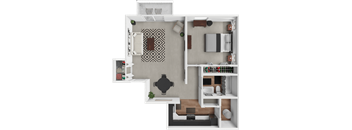 a floor plan of a house with a kitchen and a living room