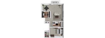 a floor plan of a house with a bedroom and a living room