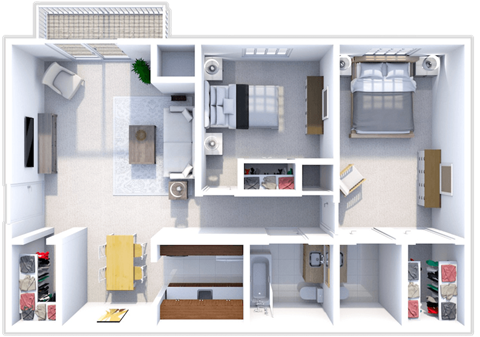 2 bed 1 and a half bath floor plan at cedarwood village