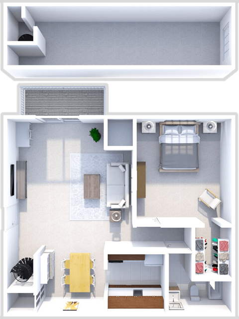 1 bed 1 bath floor plan with loft at cedarwood village