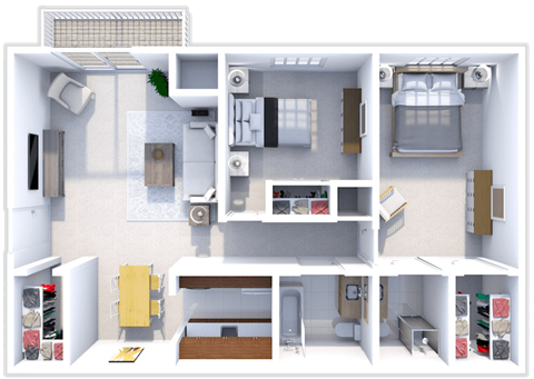 2 bed 2 bath floor plan at cedarwood village