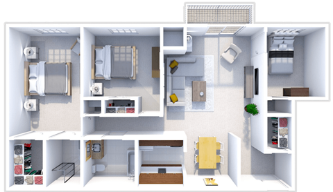3 bed 2 bath floor plan at cedarwood village
