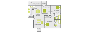 3 bedroom apartment floor plan