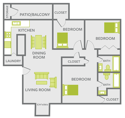 3 bedroom apartment floor plan
