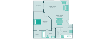 one bed one bath with balcony at forest park apartments