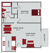 one bedroom apartment floor plan Wichita KS