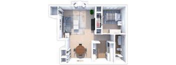 1 bedroom, 1 bath Cedar floor plan at Ashton Pines apartments
