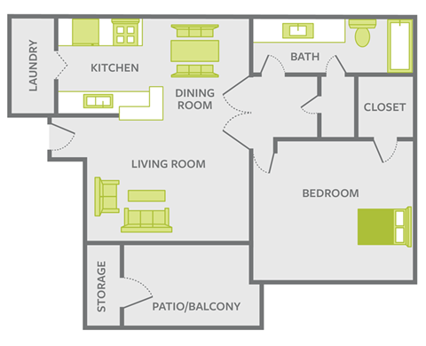 one bedroom apt floor plan for rent