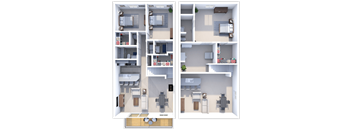 a 3d rendering of two different floor plans of an apartment