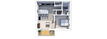 a floor plan of a one bedroom apartment