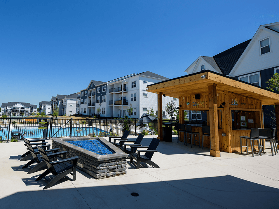 pool bar at apartment community
