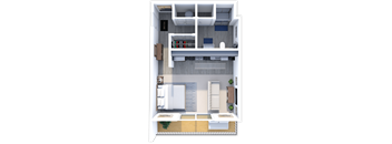 a floor plan of a 1 bedroom apartment
