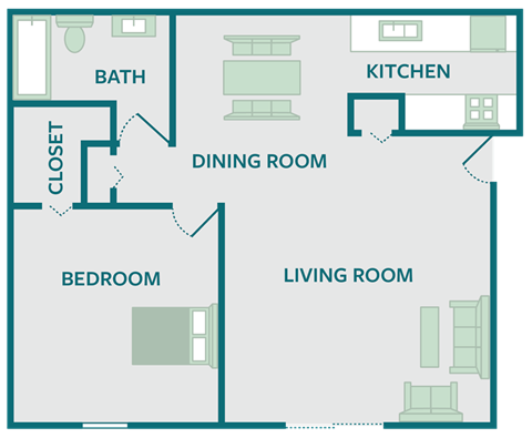 one bedroom apartment floor plan