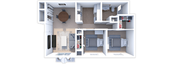 2 bedroom, 1 bath Douglas floor plan at Ashton Pines apartments