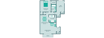 one bed one bath floor plan with den at forest park apartments