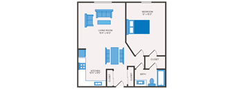 1 bedroom apartment with Walk-In Closet