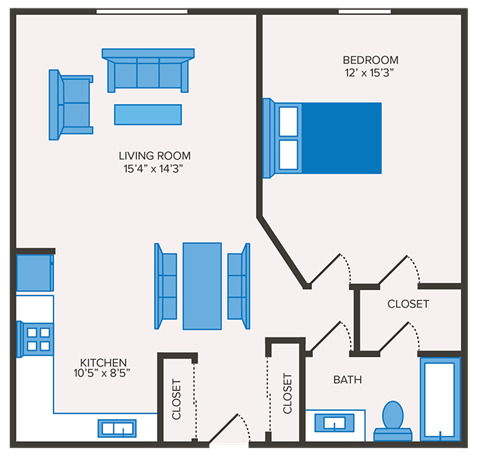 1 bedroom apartment with Walk-In Closet