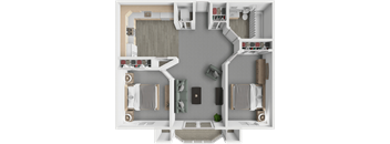 2 bed 1 bath floor plan at Emerald Creek Apartments