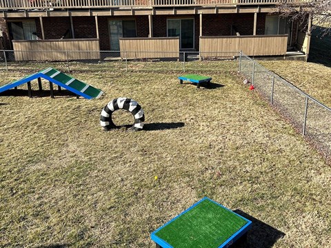 fenced dog park at apartment community