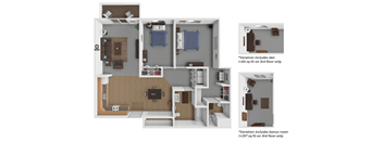 2 bed 2 bath Merriam floor plan at Elk Crossing