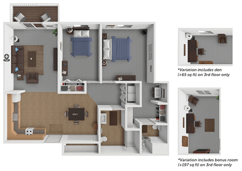 2 bed 2 bath Merriam floor plan at Elk Crossing