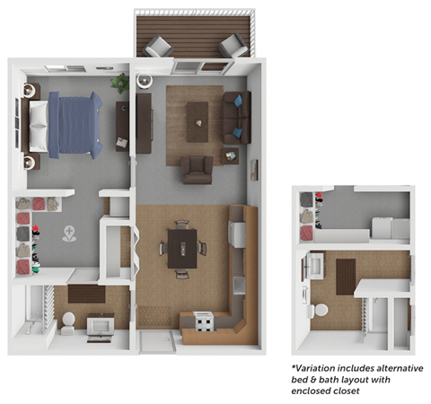 1 bed 1 bath Tule floor plan at Elk Crossing