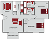 2 bedroom 2 bathroom floor plan at eastgate apartments