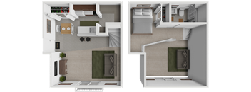 a one bedroom apartment floor plan at eastland apartments with a loft in grand rapids