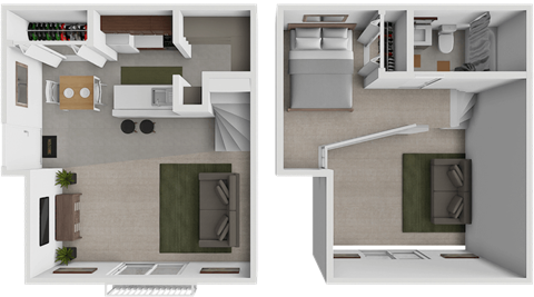 a one bedroom apartment floor plan at eastland apartments with a loft in grand rapids