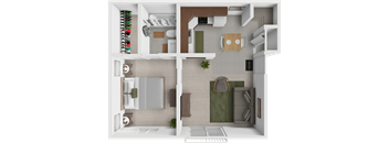 a 1 bedroom apartment floor plan at eastland apartments with living room in grand rapids.